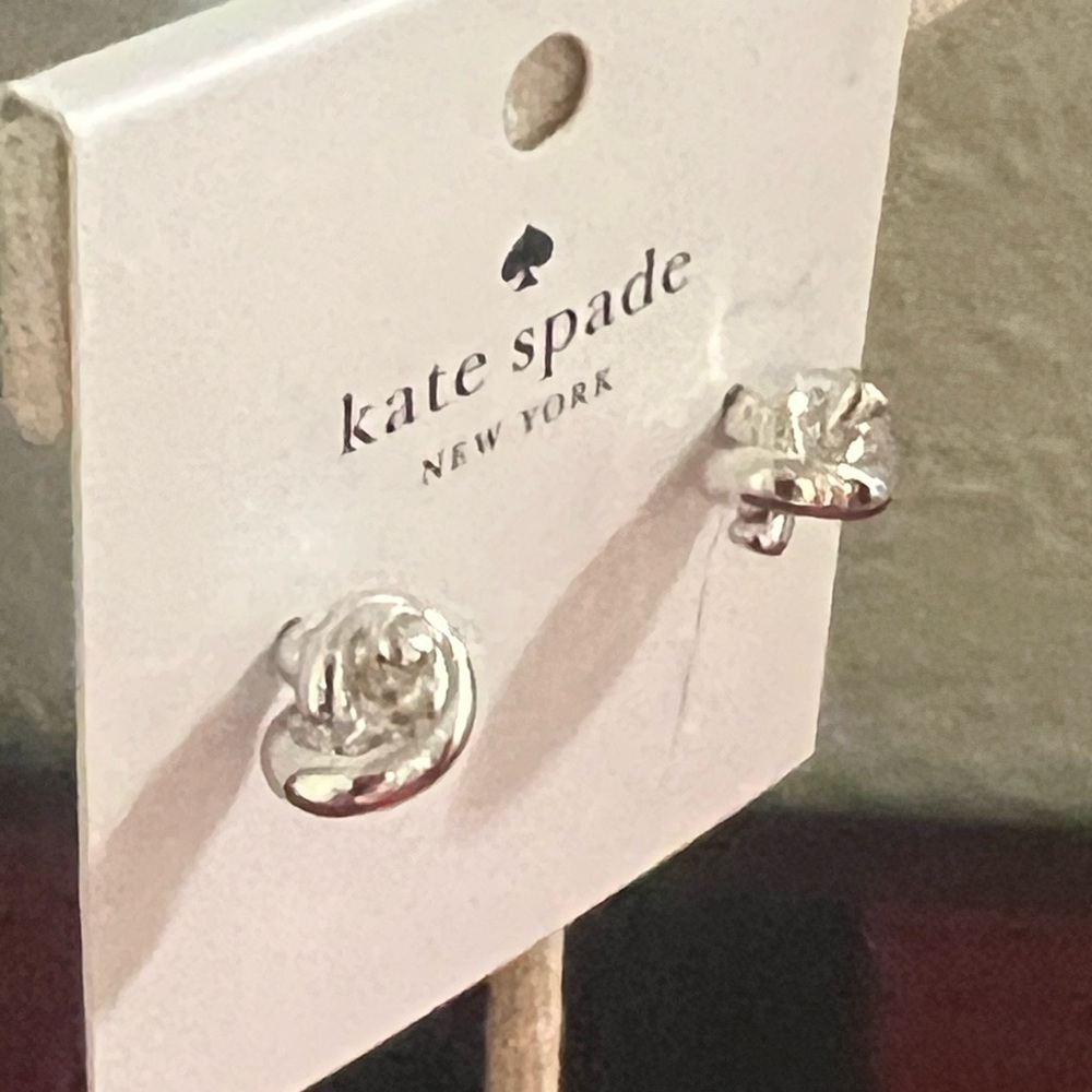 Kate Spade Twisted Silver Knotted Earrings #TSER - Picture 5 of 7